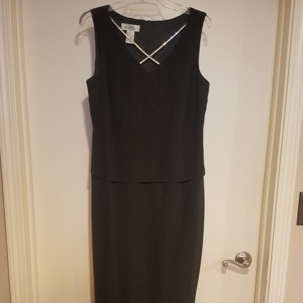 Beautiful Black, Criss-cross Rhinestone Dress